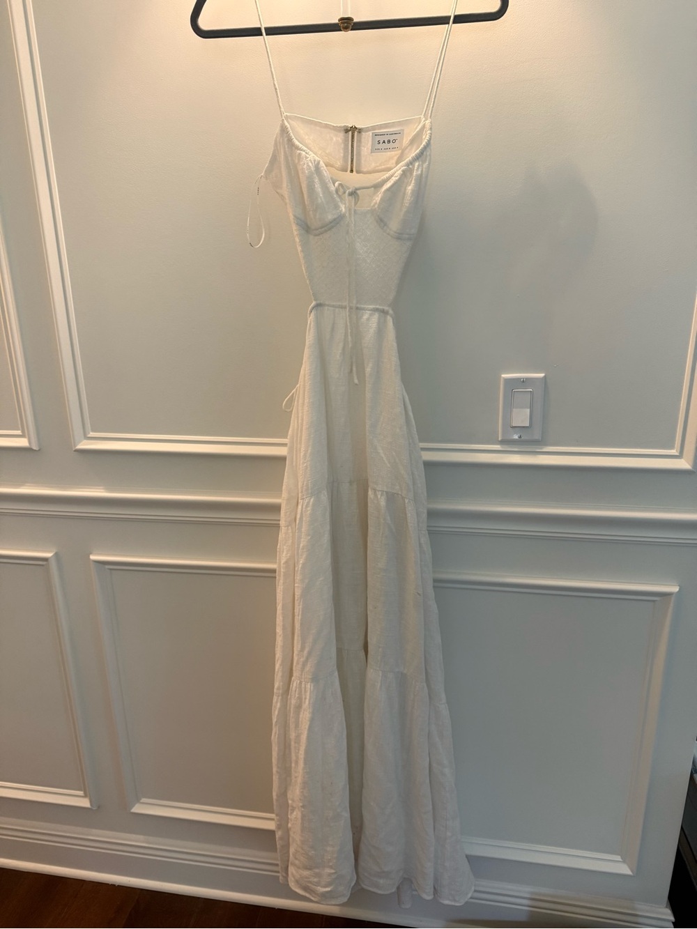 Sabo Skirt Ivory Maxi Slip Dress with Spaghetti Straps